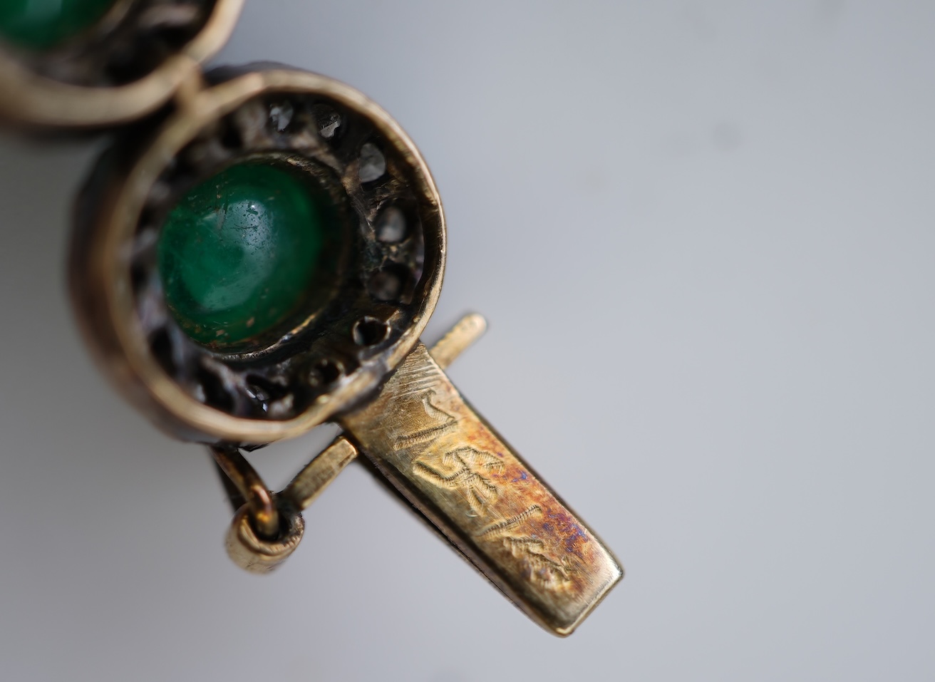 An emerald and diamond bracelet